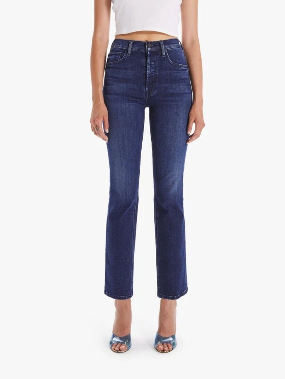 MOTHER The Tripper Ankle Mint Condition Straight Cropped Jeans High Rise Dark